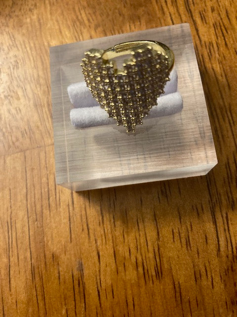 Far Fetched Korean Flair Heart Ring in Metallic Tones